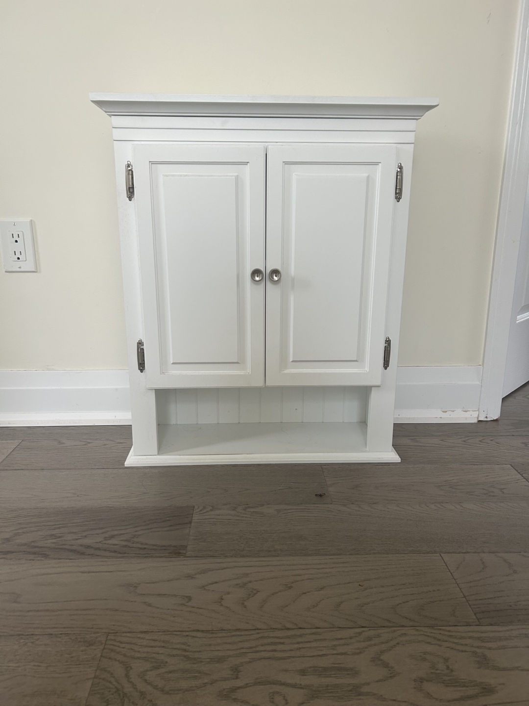 White Wooden Wall Cabinet with Shelves - photo 2