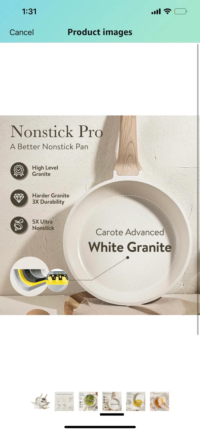 CAROTE 14-Piece White Granite Cookware Set thumbnail