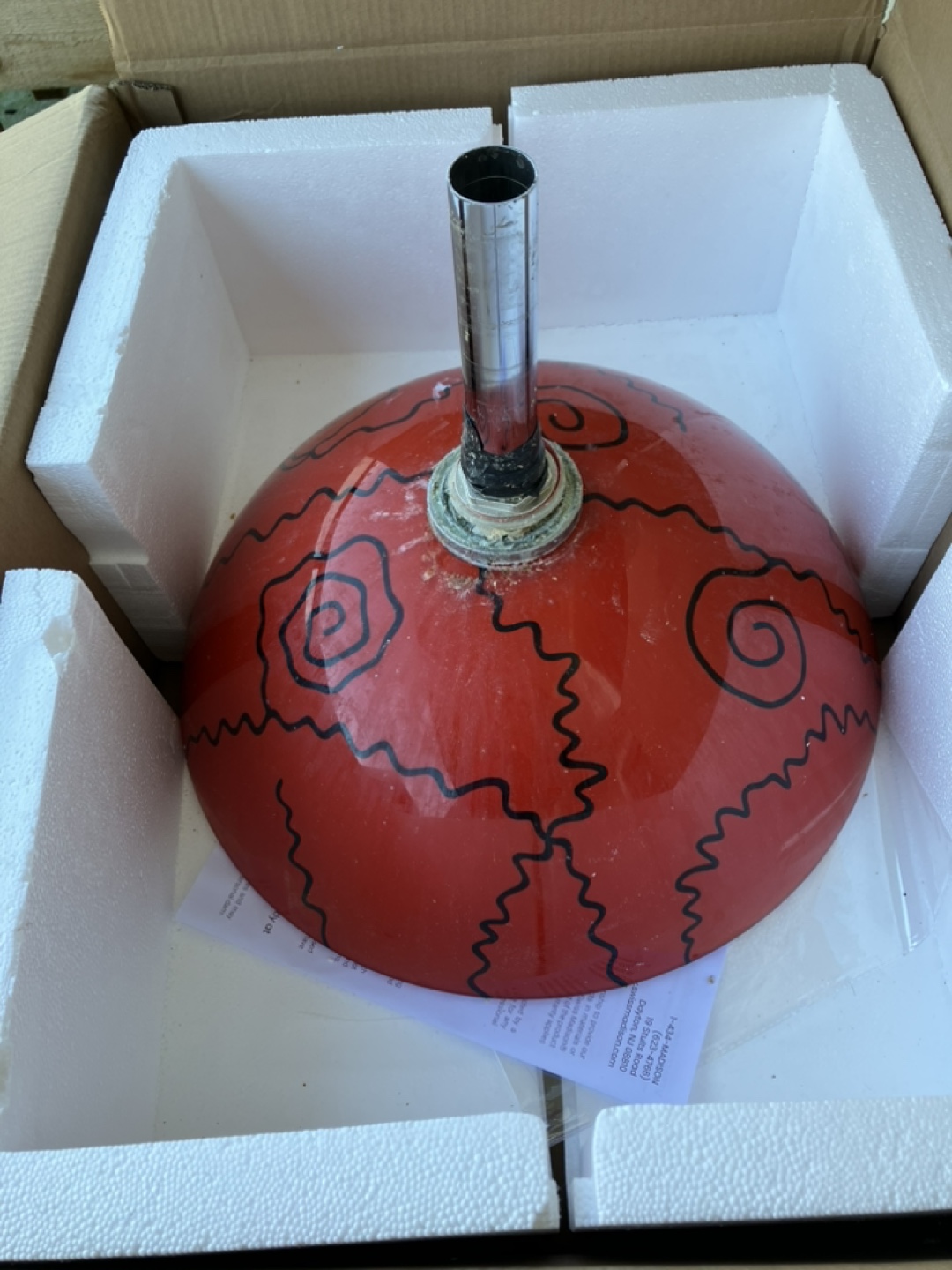 Red Glass Vessel Sink with Squiggle Design - photo 2