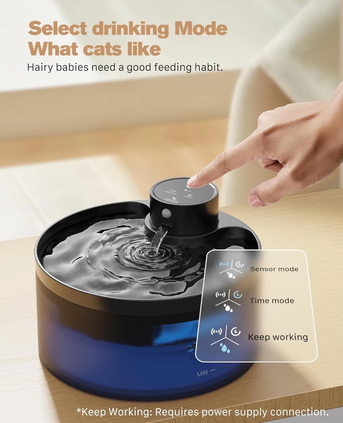 GiottoHun Pet Water Fountain - Automatic Cat Dog Water Dispenser image indicator(5)