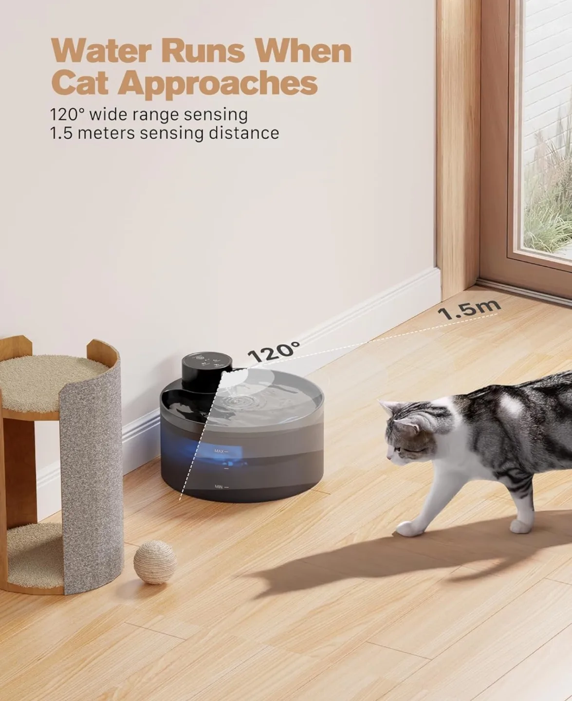 GiottoHun Pet Water Fountain - Automatic Cat Dog Water Dispenser image indicator(10)