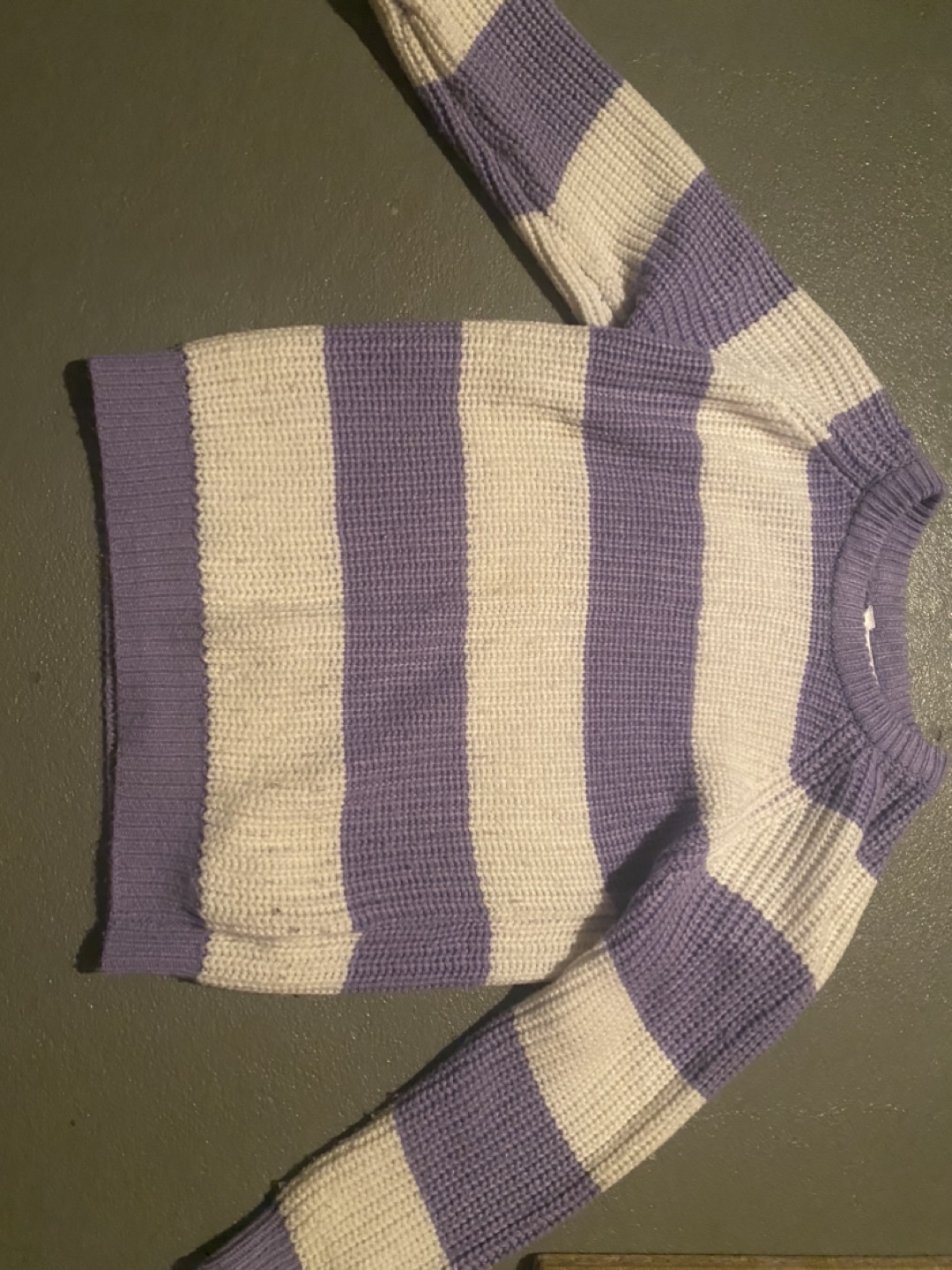 Lavender and White Striped Knit Sweater