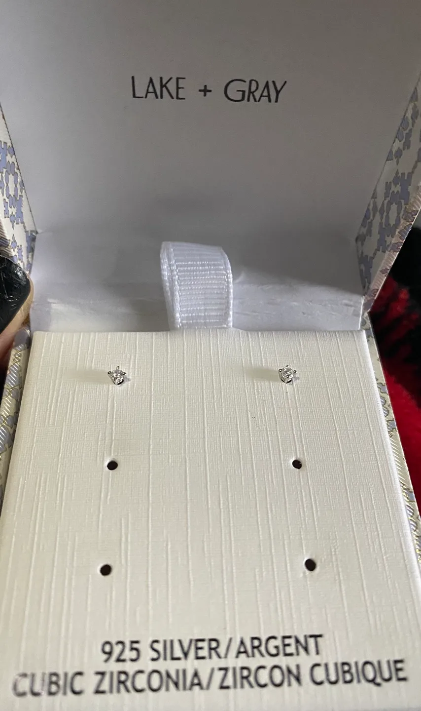 925 silver Lake + Gray Cubic Zirconia Stud Earrings image indicator(3)