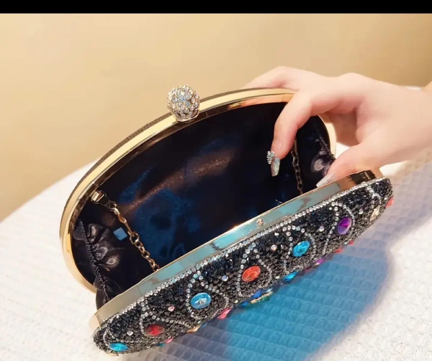 Rhinestone Peacock Clutch Evening Bag image indicator(2)