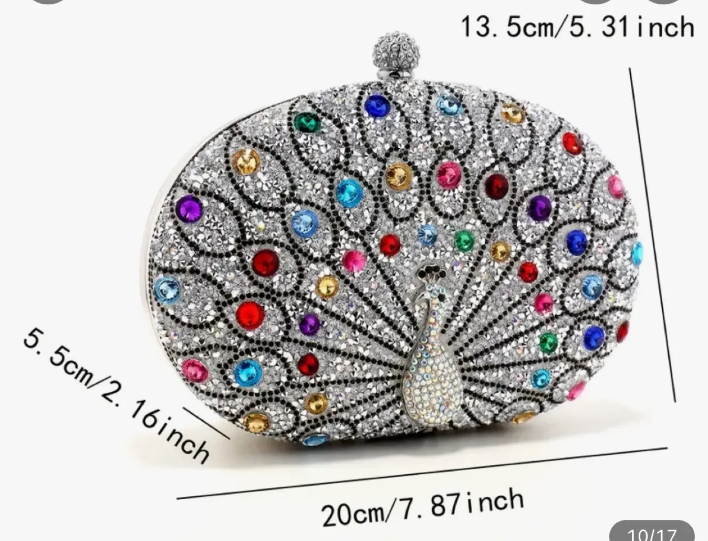 Rhinestone Peacock Clutch Evening Bag image indicator(3)