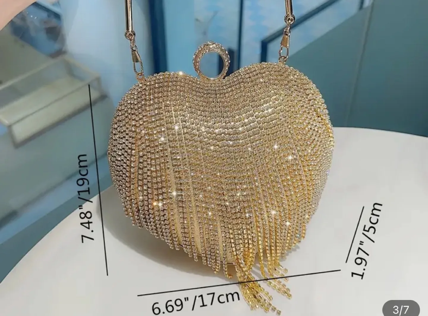 Gorgeous Rhinestone Heart-Shaped Clutch image indicator(2)