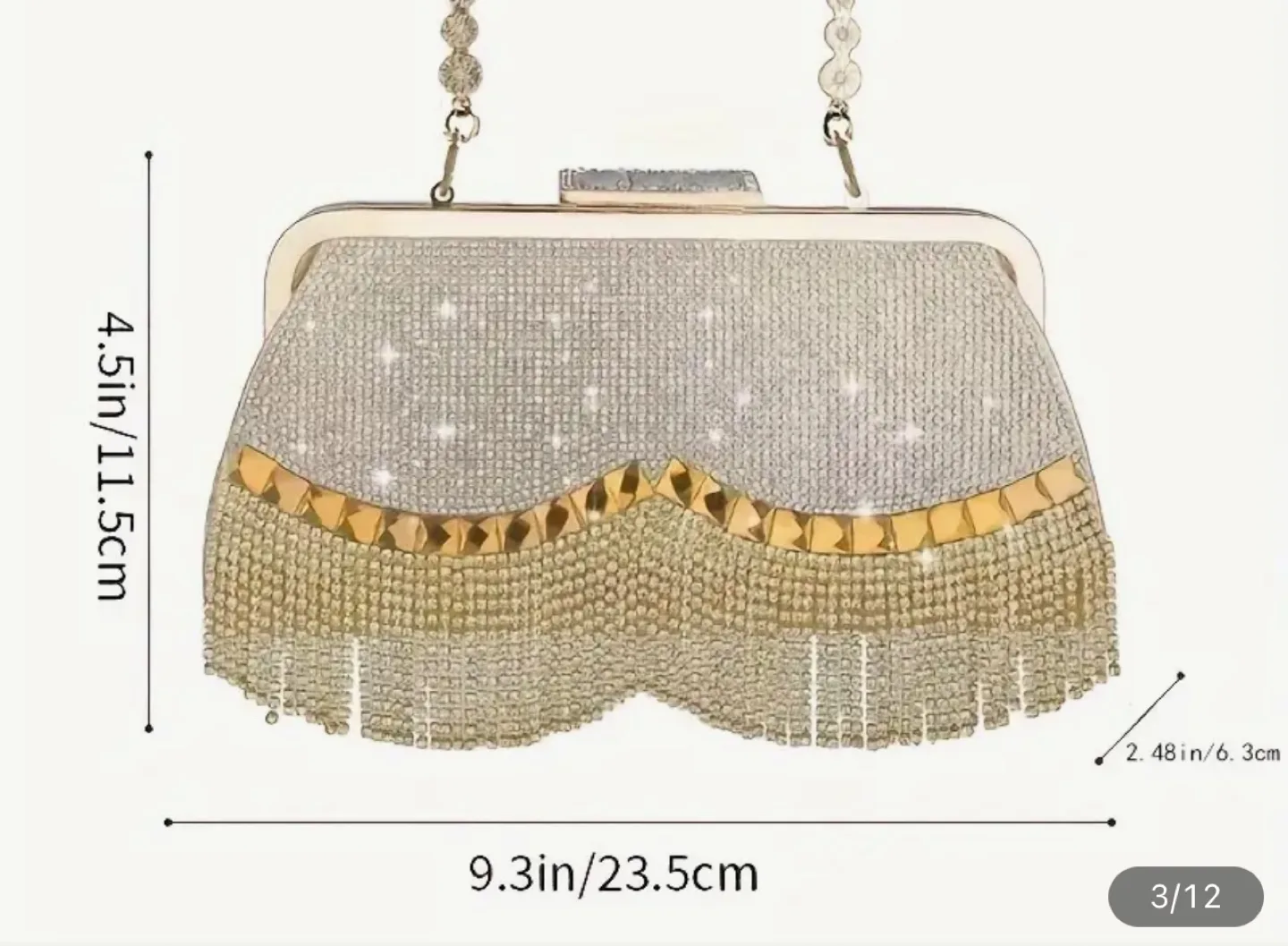 Rhinestone Evening Clutch Purse with Tassel image indicator(4)