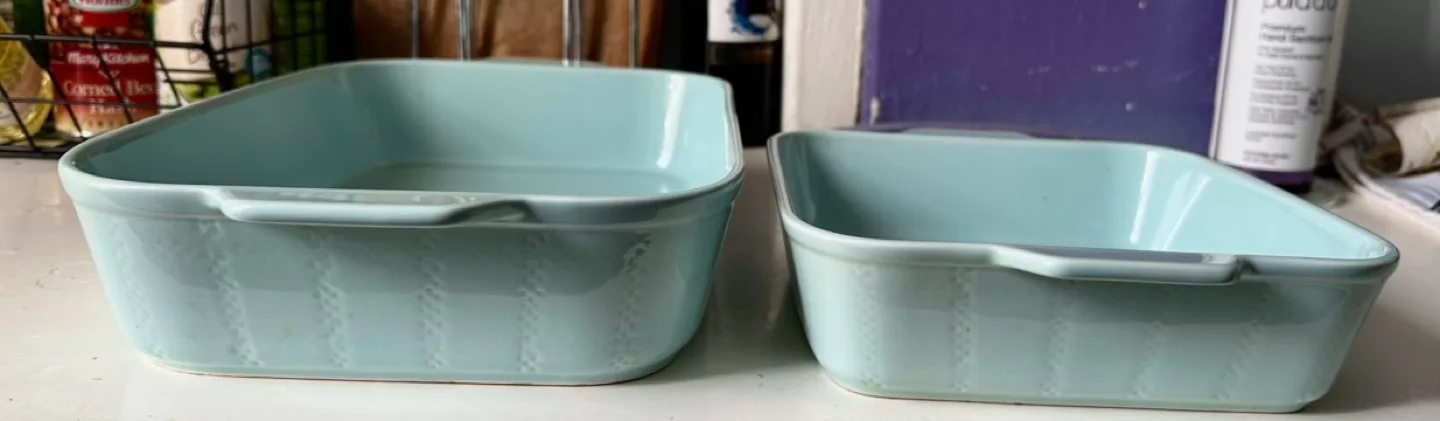 Set of 2 Threshold brand Ceramic Light Blue Ceramic Bake Pans image indicator(2)