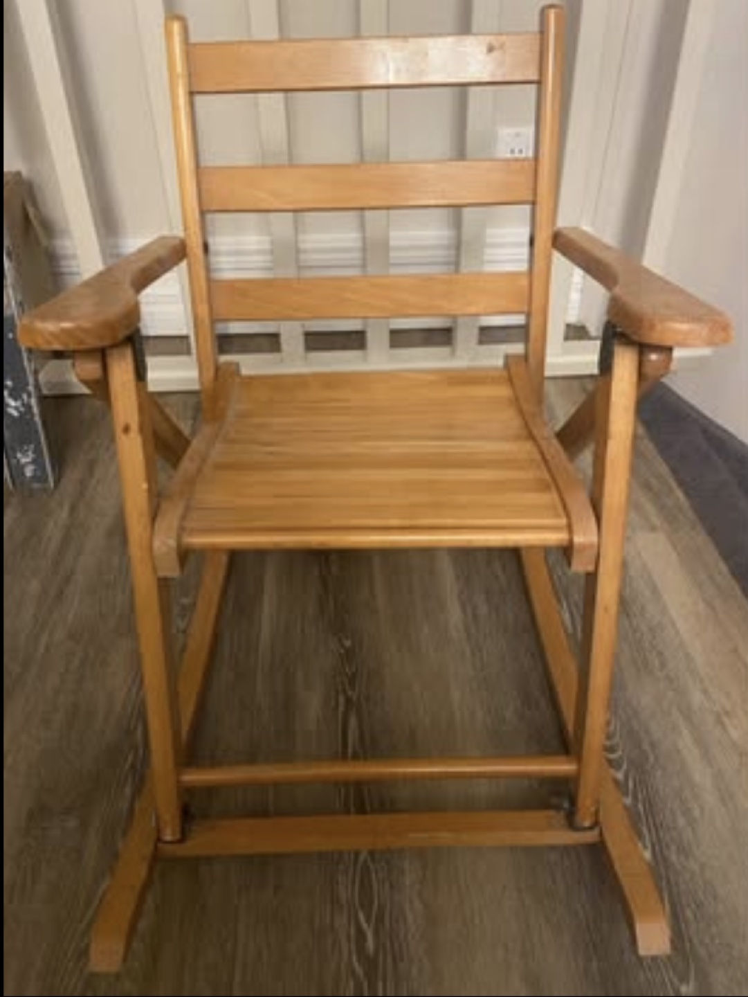 Antique child’s wooden rocking chair - photo 2