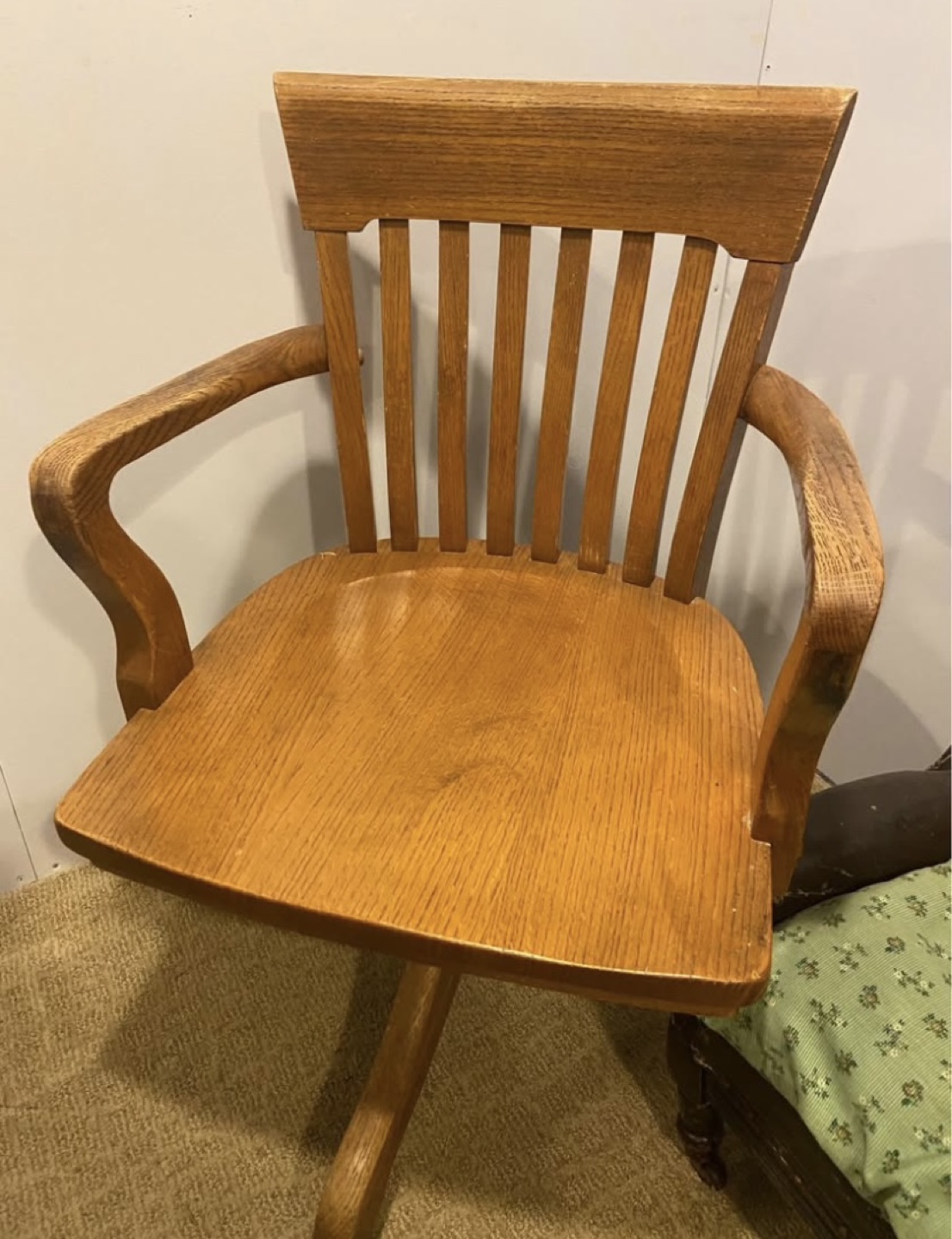 Antique Wooden Swivel Office Chair - photo 2