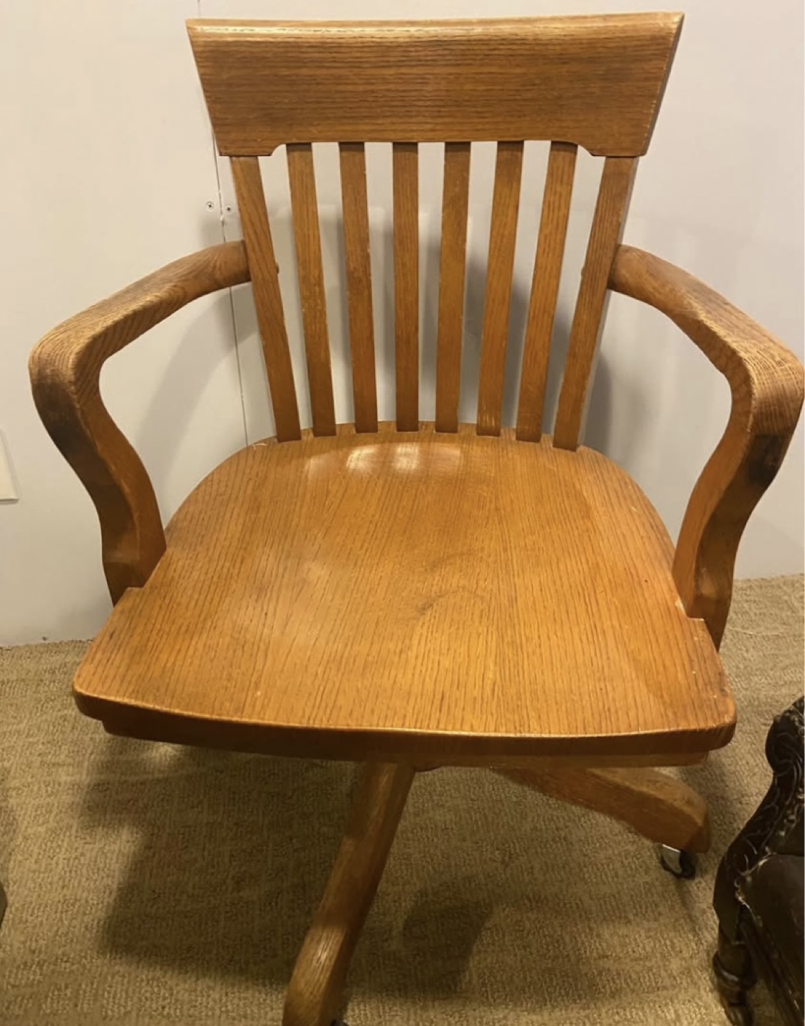 Antique Wooden Swivel Office Chair
