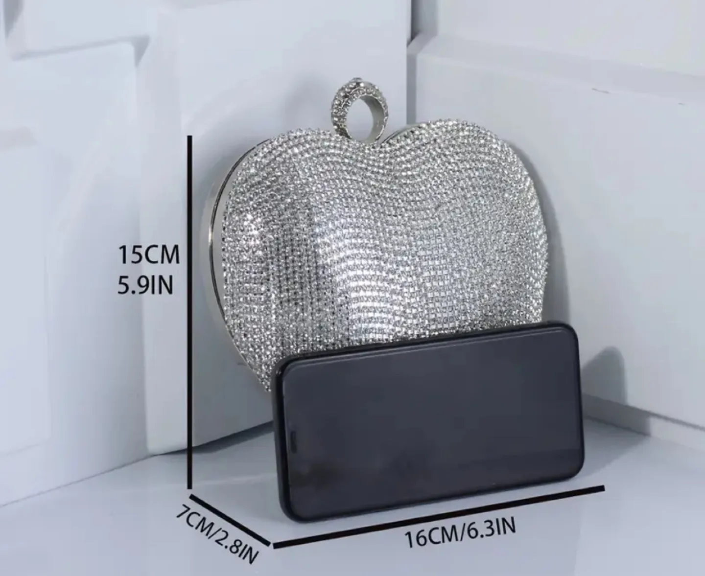 Heart-Shaped Rhinestone Evening Bag image indicator(3)