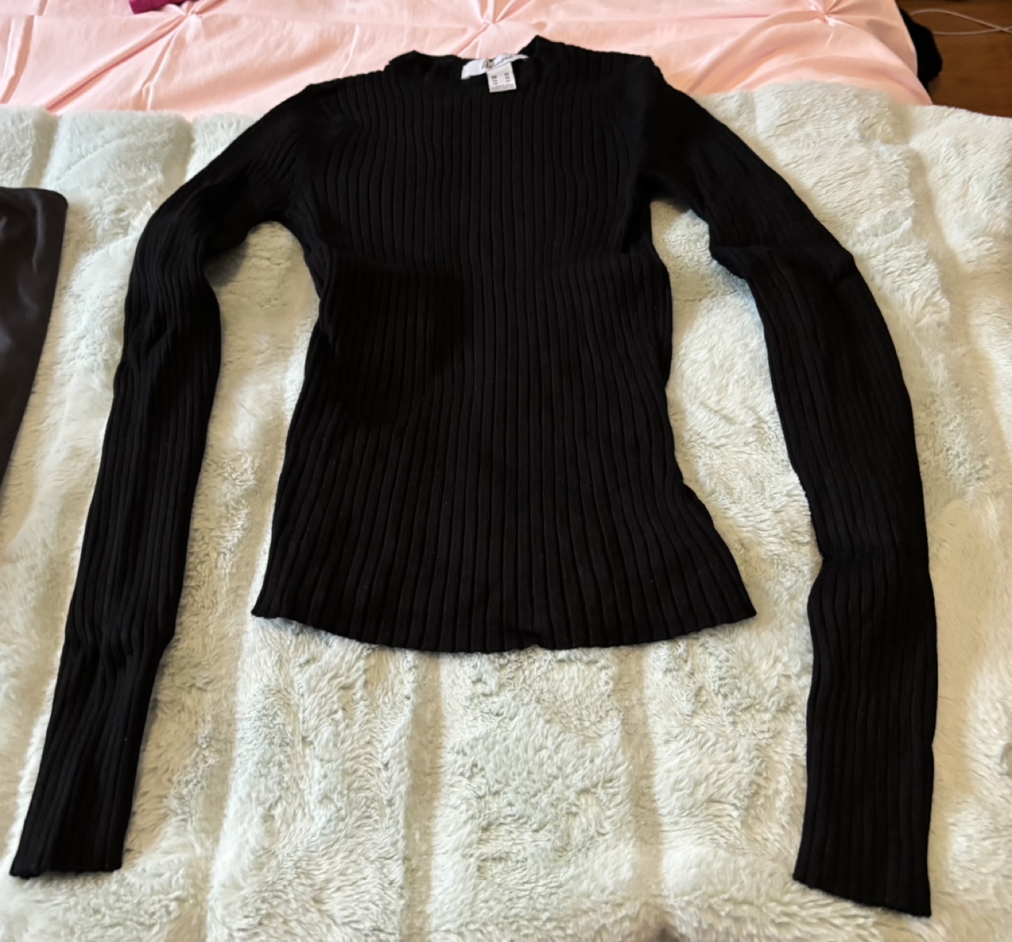 Black Ribbed Long Sleeve Sweater - Size XS - photo 3
