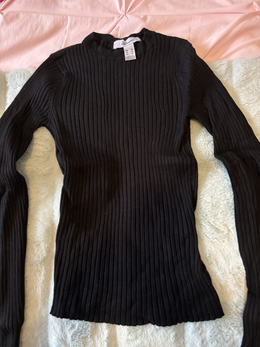 Black Ribbed Long Sleeve Sweater - Size XS - photo 2