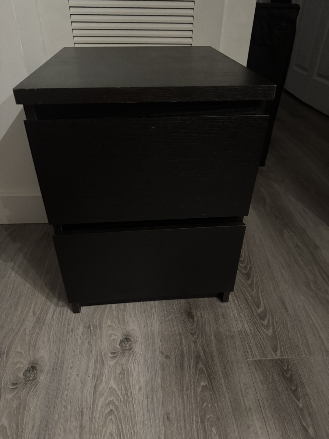 Black Two-Drawer Nightstand