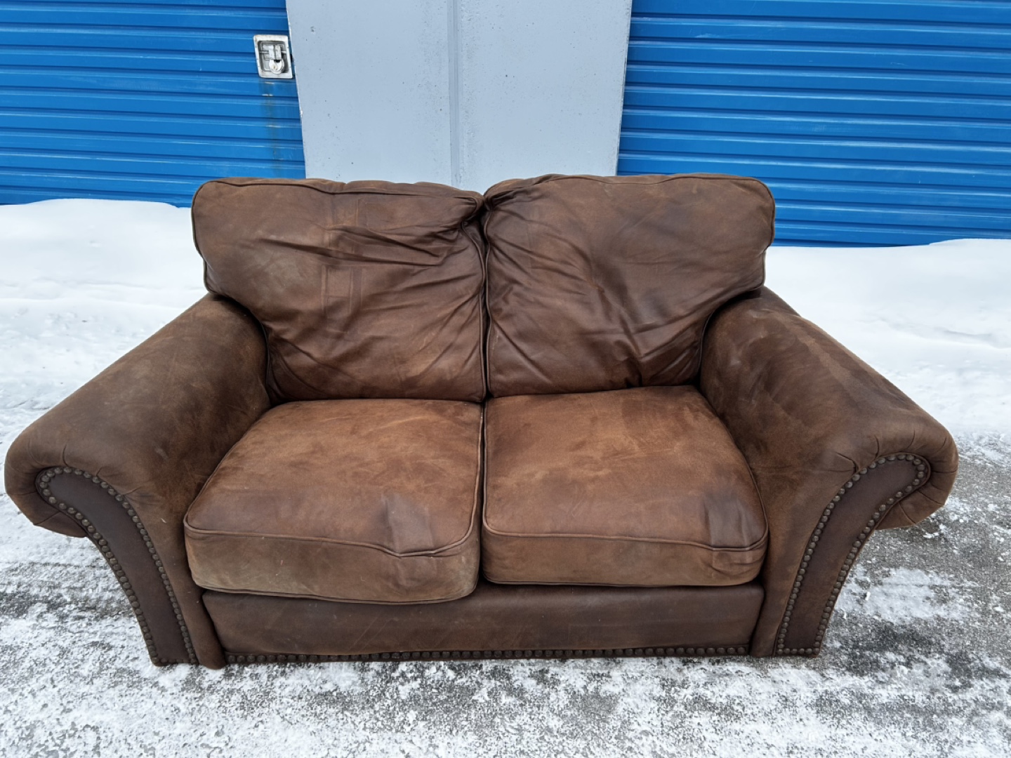 Brown Leather like Sofa and Loveseat Set