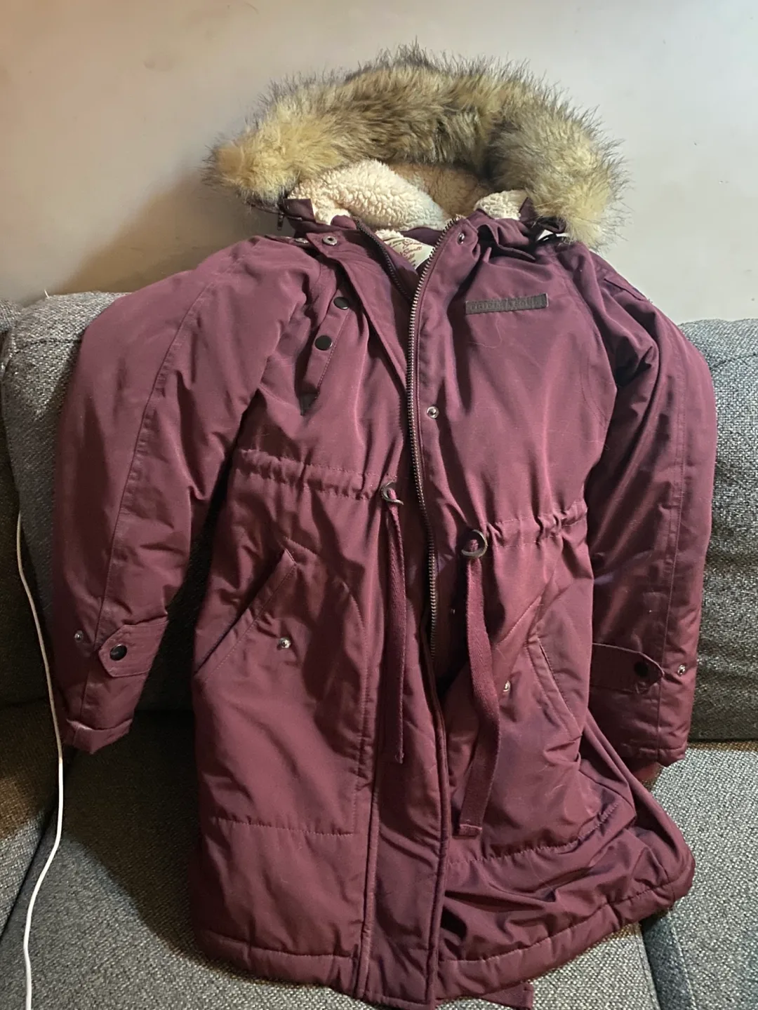 Thrifty Burgandy Triple Five NYC Soul Parka - XSmall Petite thumbnail