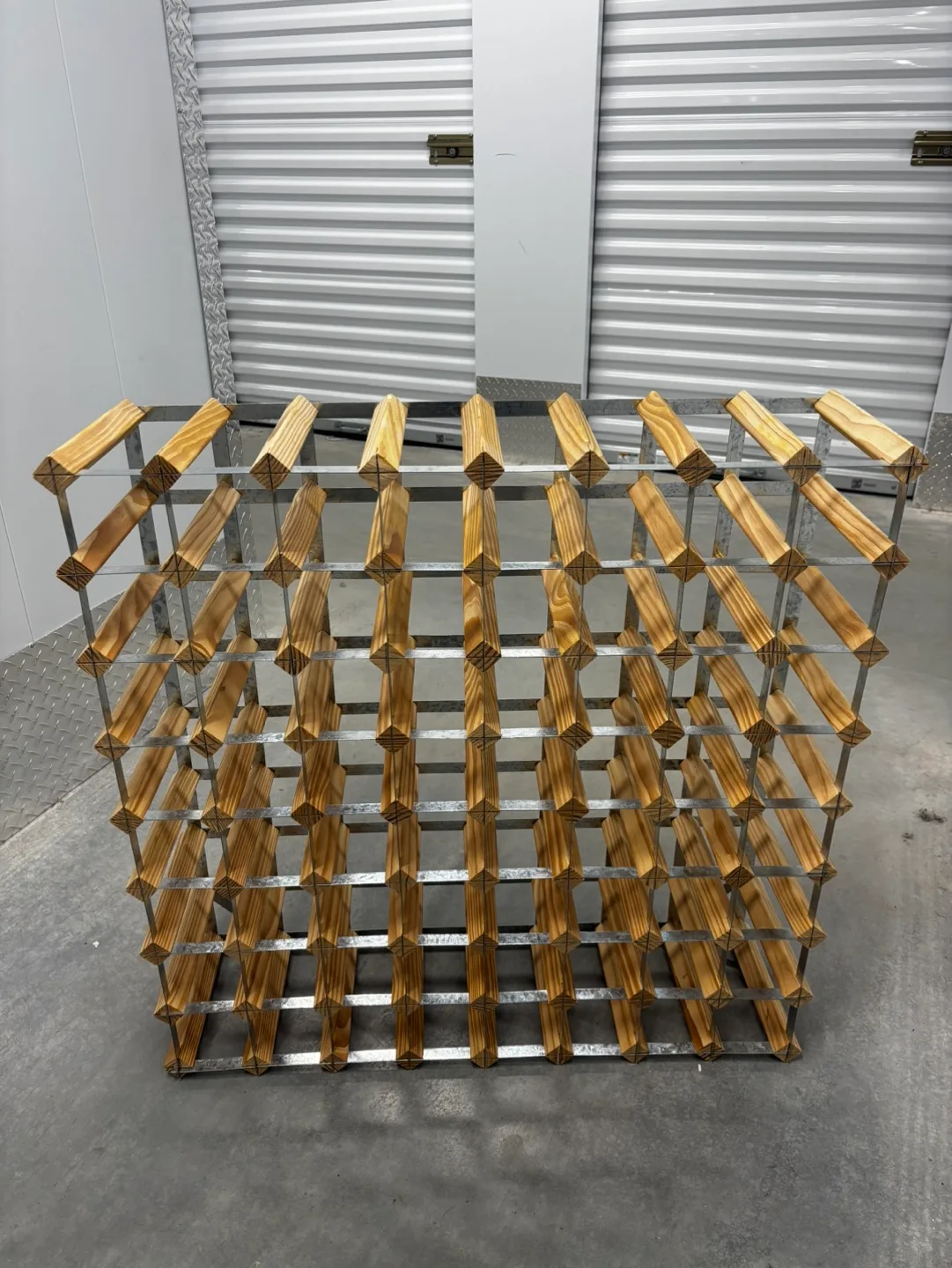 Large Wooden and Metal Wine Rack thumbnail