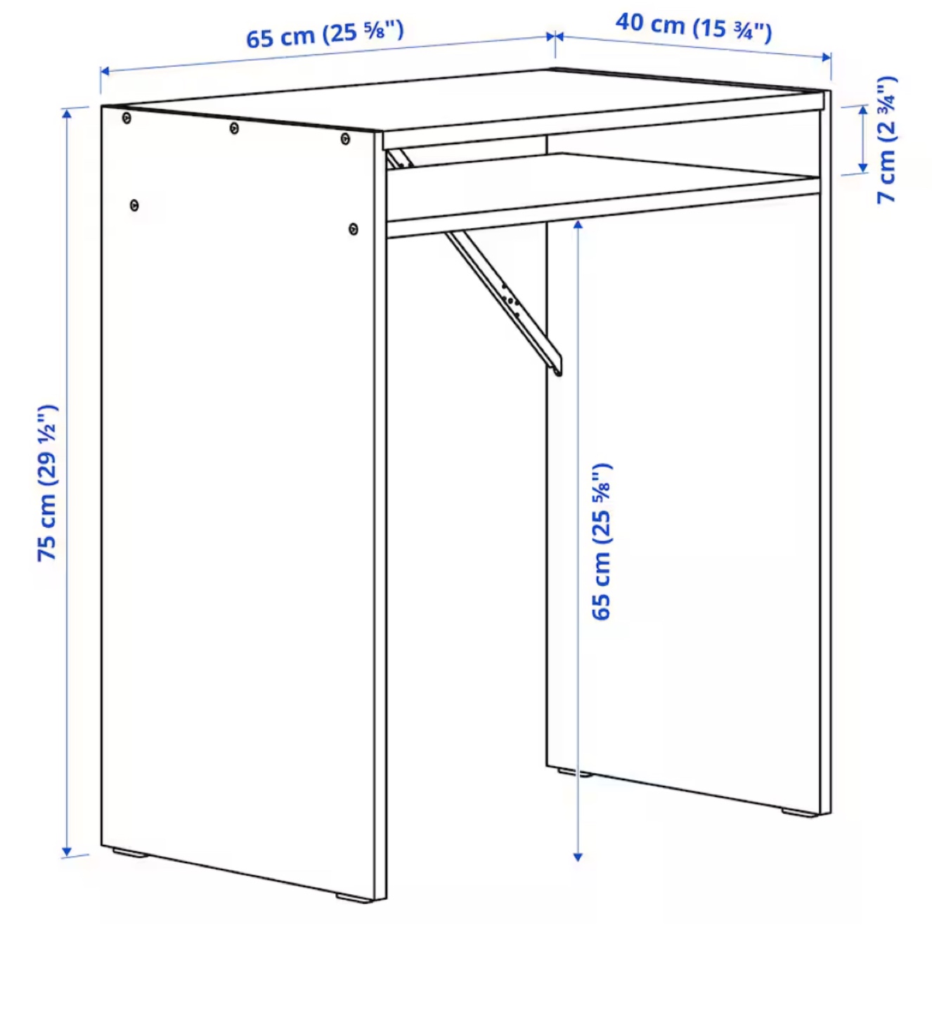 White Foldable Desk with Shelf - photo 2