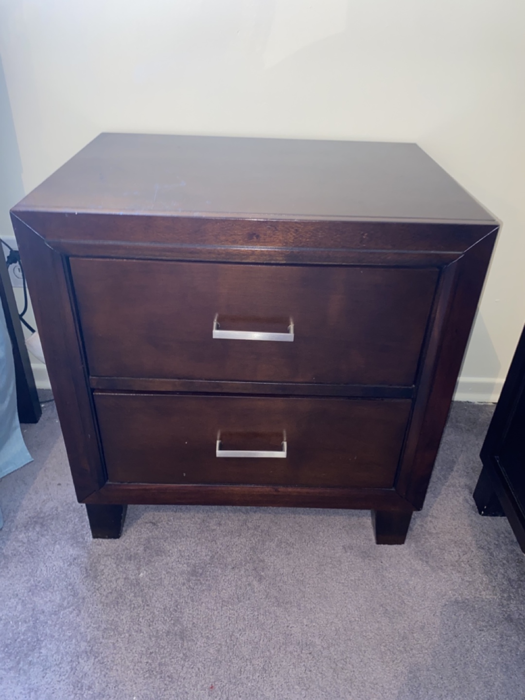 Dark Brown Two-Drawer Nightstand