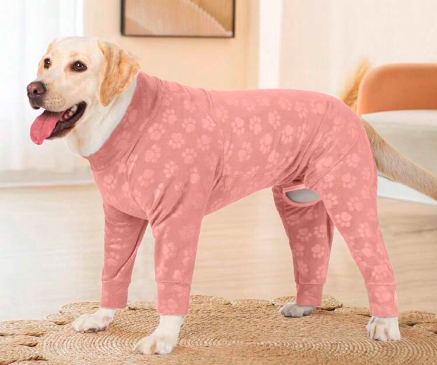 Dog Pajamas, Pink Paw Print Sleepsuit, Size M