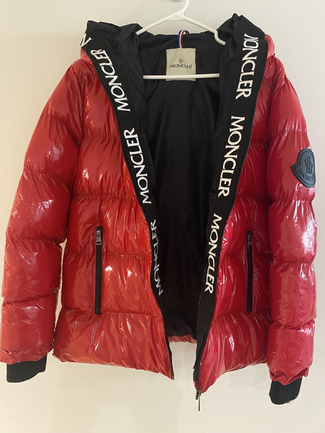 Moncler Red Shiny Puffer Jacket Size M - photo 2