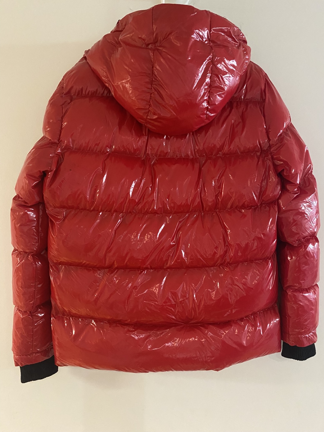 Moncler Red Shiny Puffer Jacket Size M