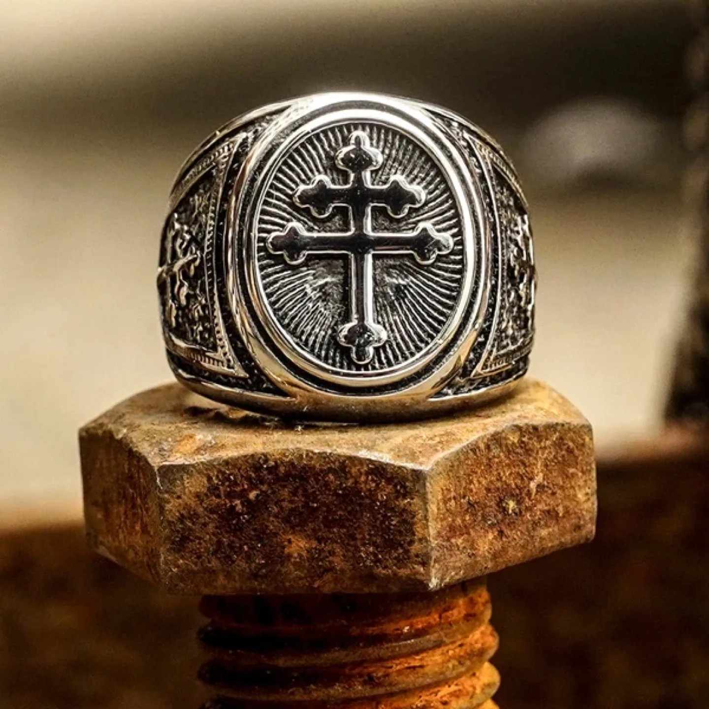 Mens Ring Knights Templar Crusader Ring image indicator(3)