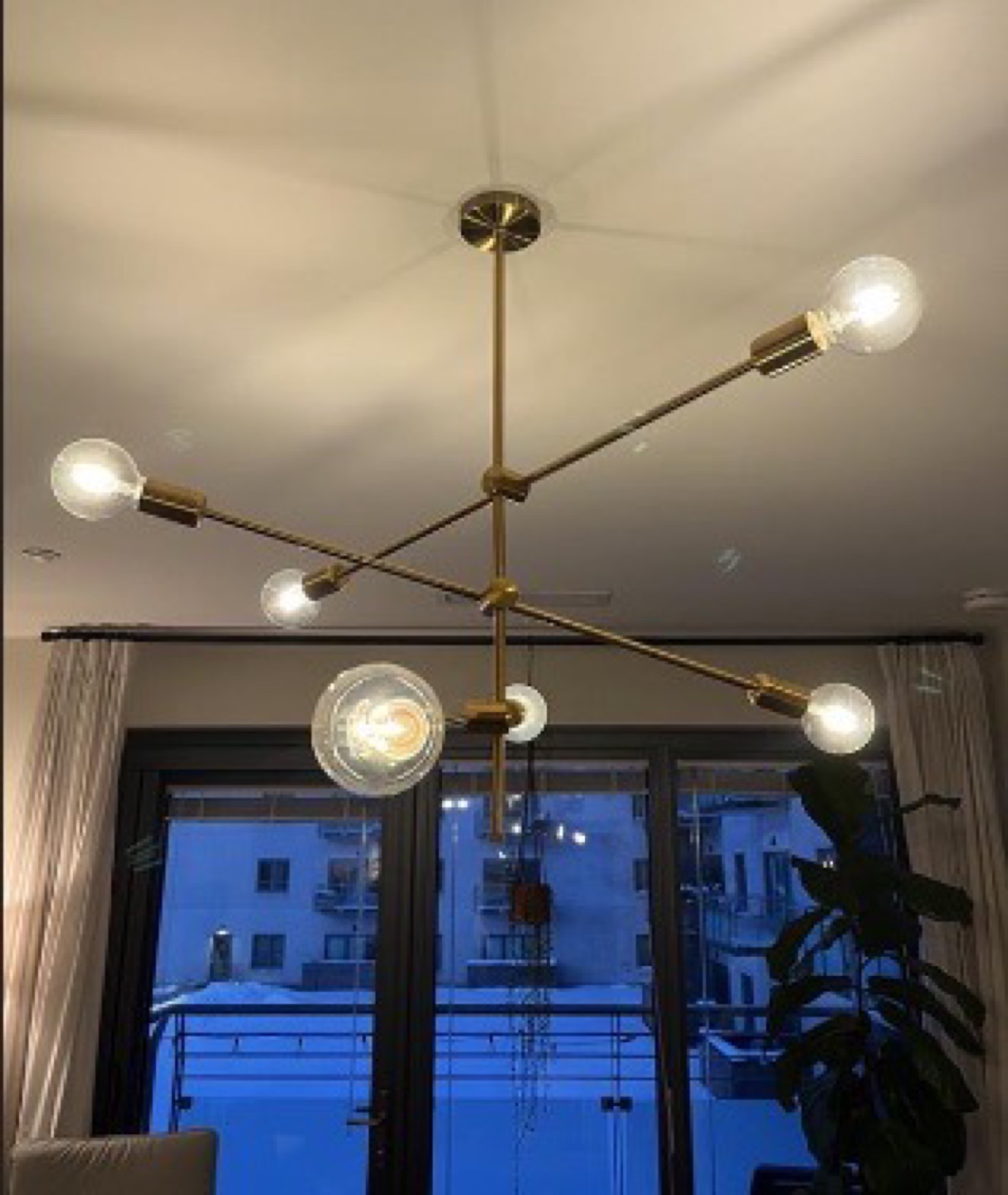 Mid Century Modern Brass 5-Light Chandelier - photo 3