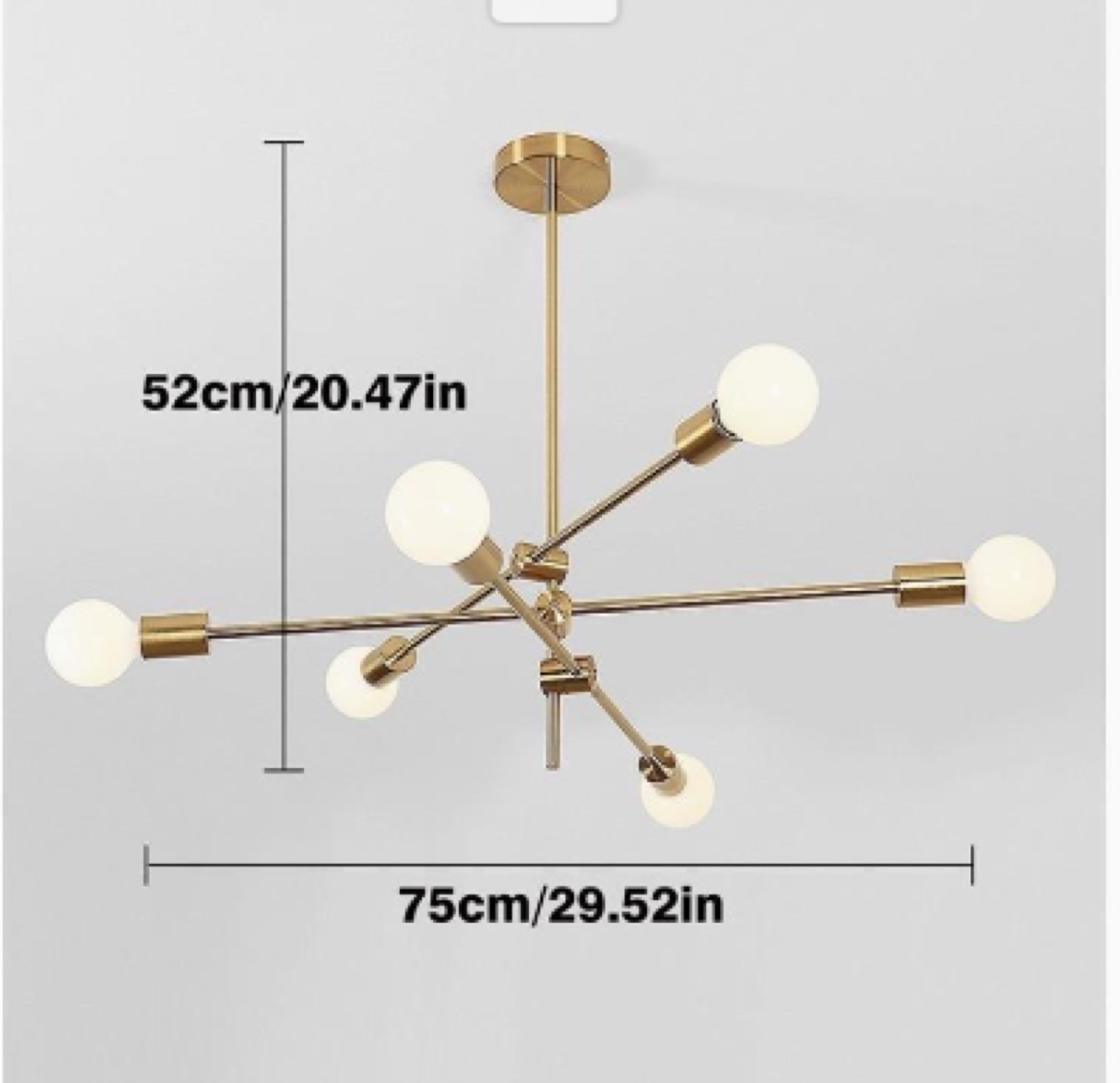 Mid Century Modern Brass 5-Light Chandelier - photo 2