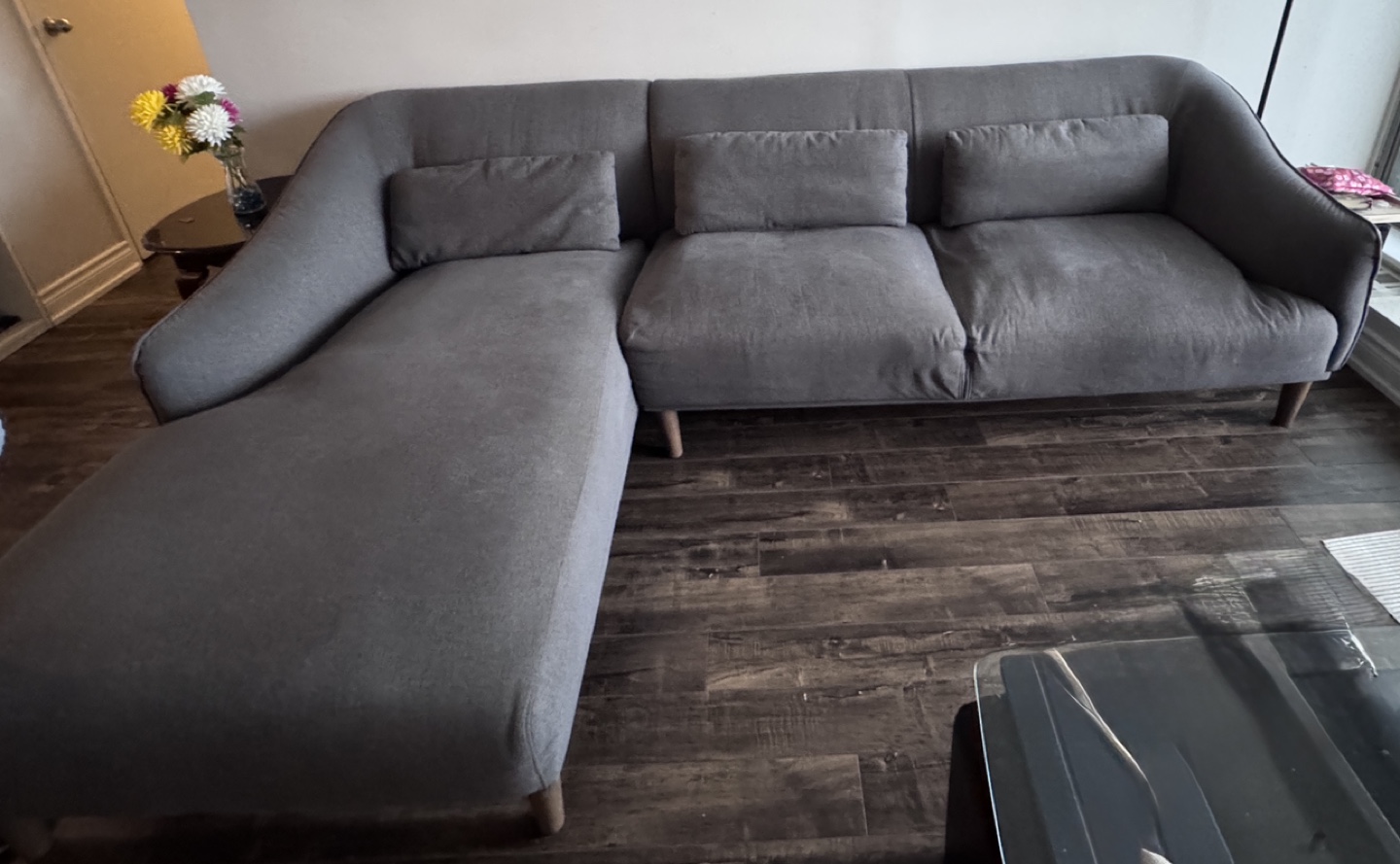 Grey L-Shaped Sectional Sofa - photo 3