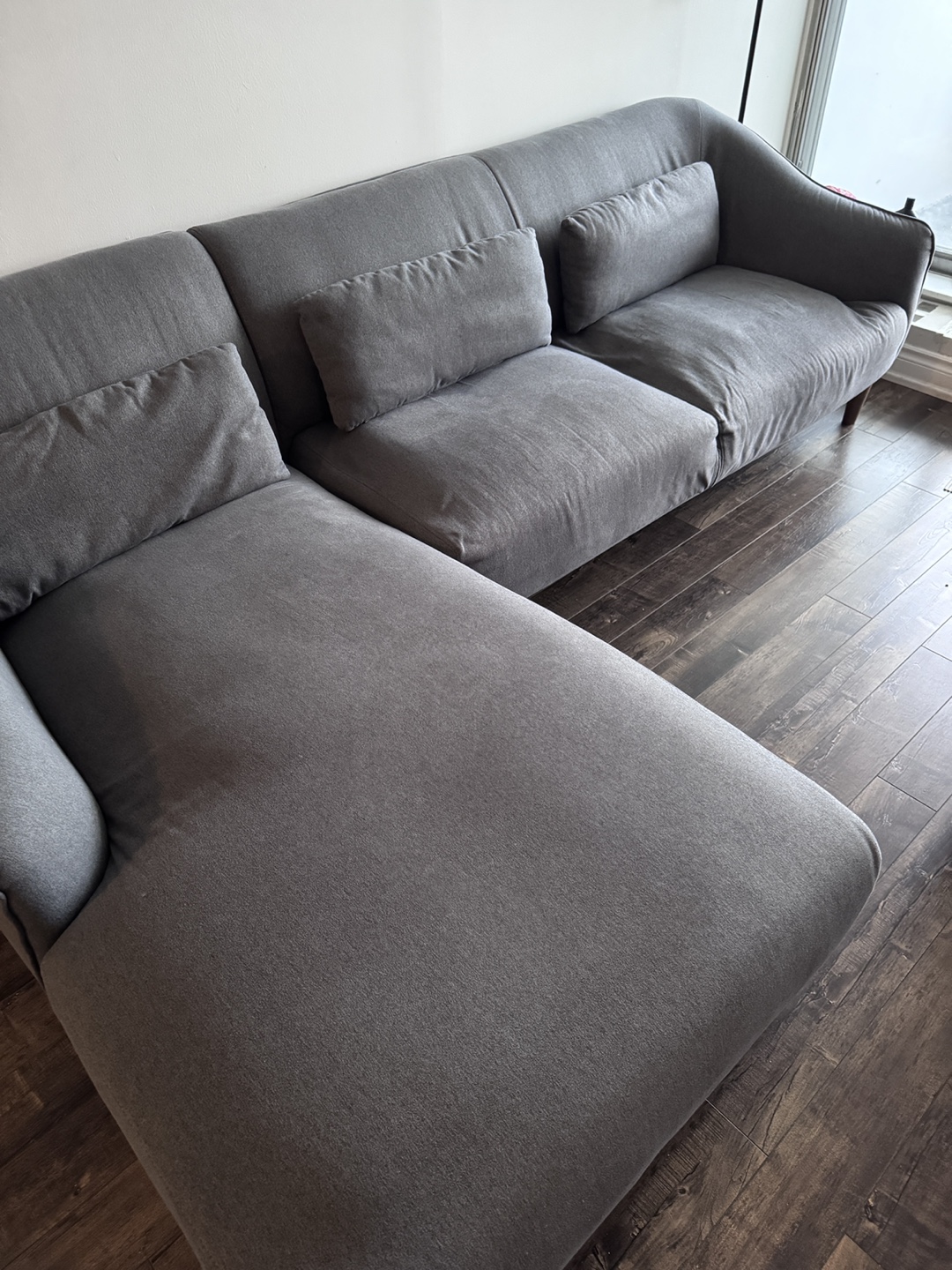 Grey L-Shaped Sectional Sofa - photo 2