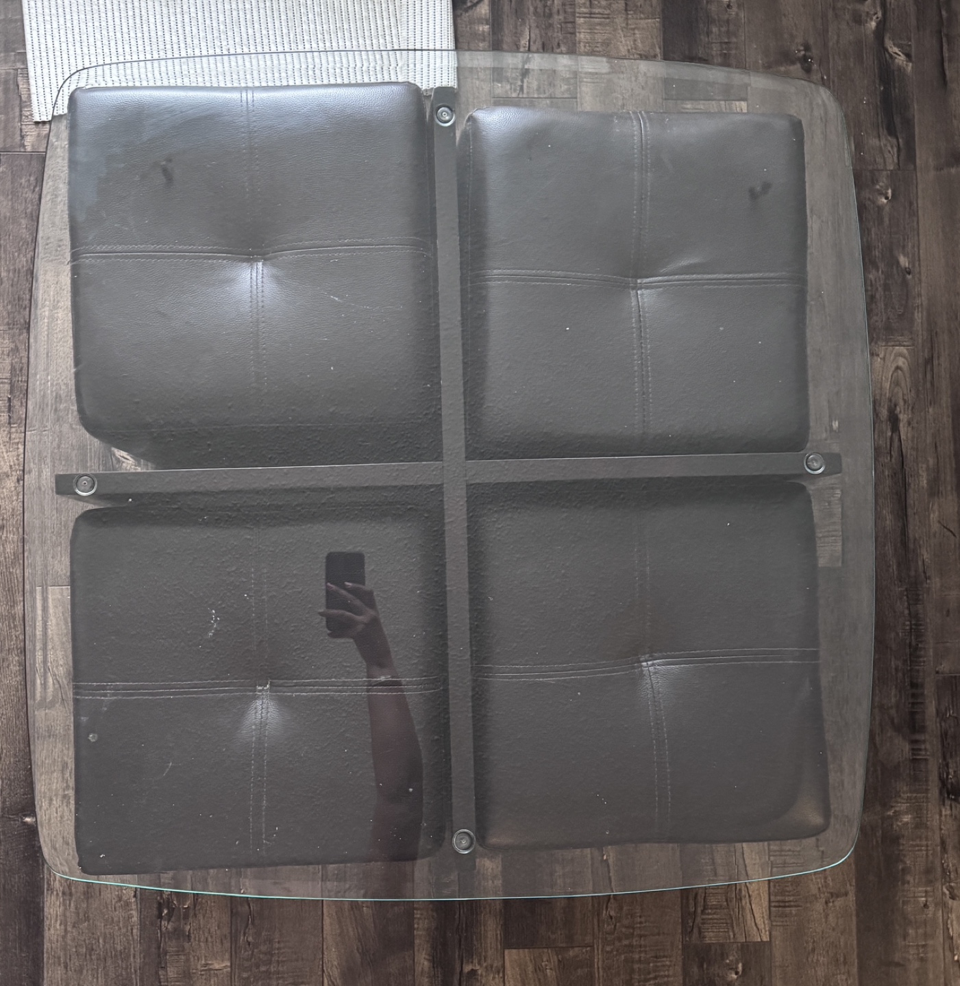 Glass-top Coffee Table with Four Ottomans
