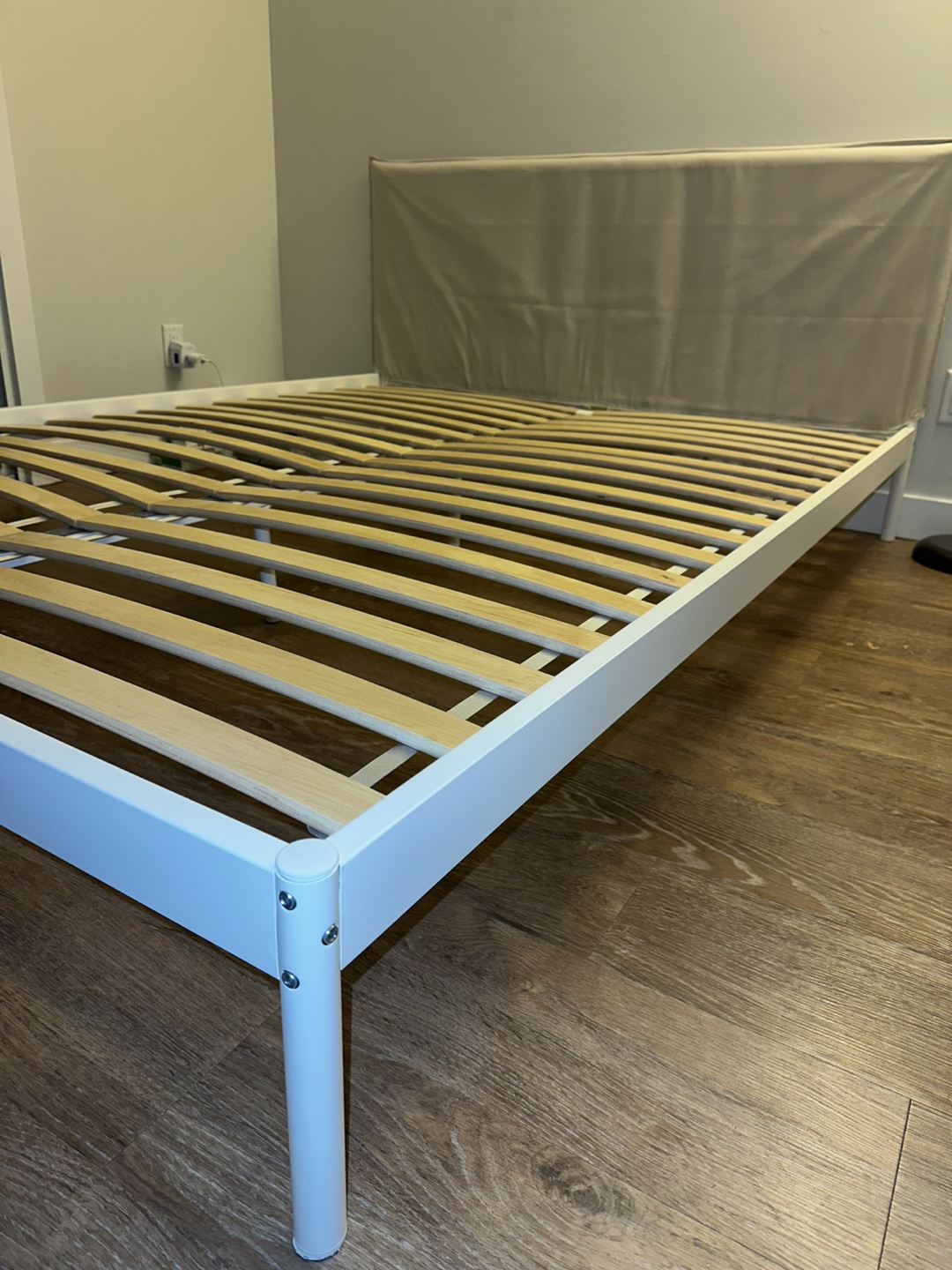 White Queen Bed Frame with Slatted Base