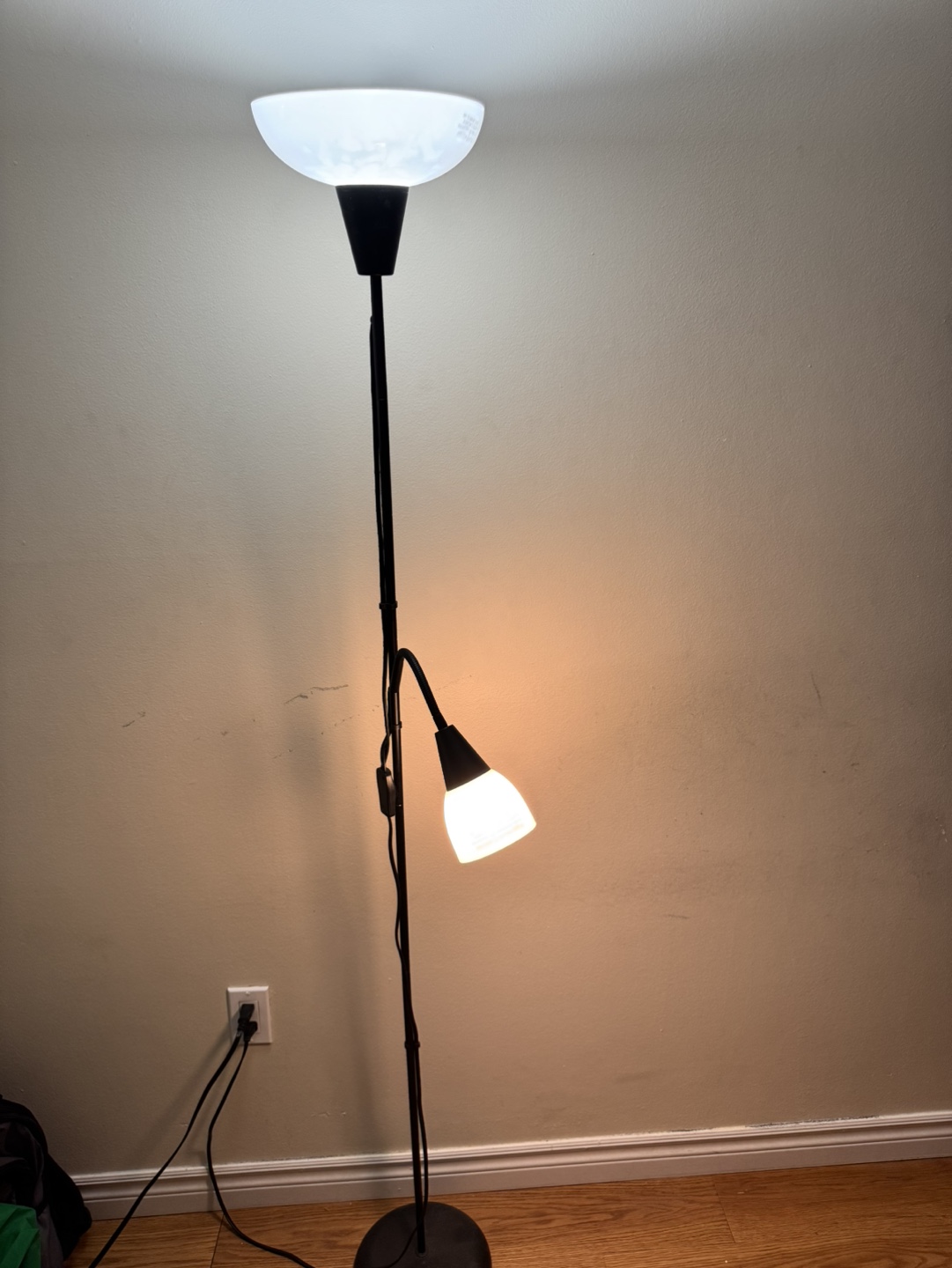 Black Floor Lamp with Two Lights