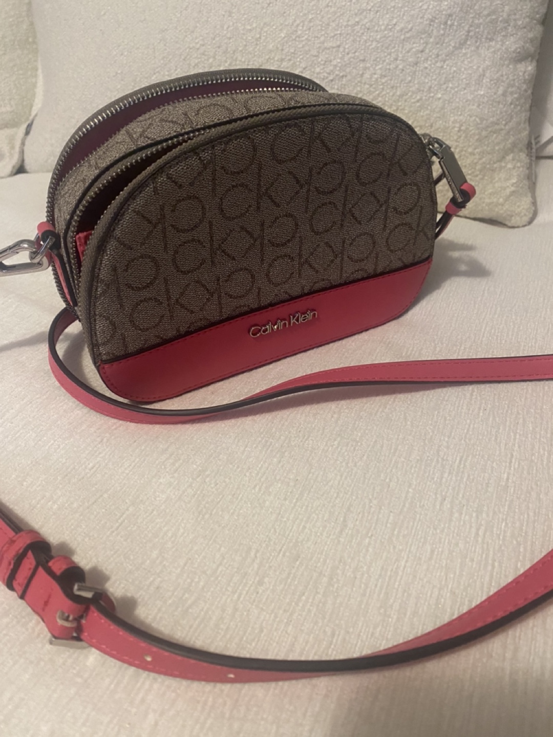 Calvin Klein Pink and Beige Crossbody Bag