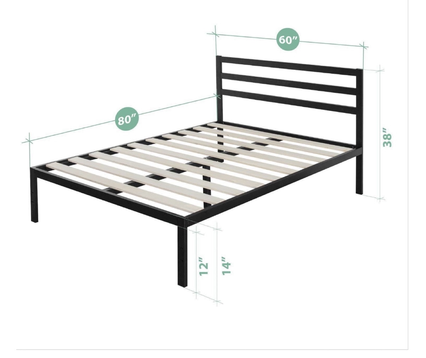 Queen Metal Platform Bed Frame - Black