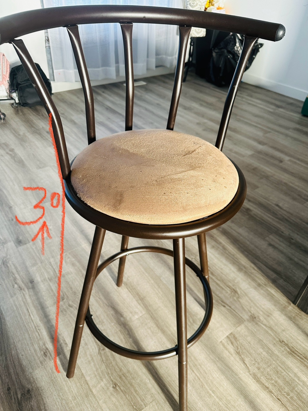 Set of 2 Brown Metal Swivel Bar Stools - photo 2