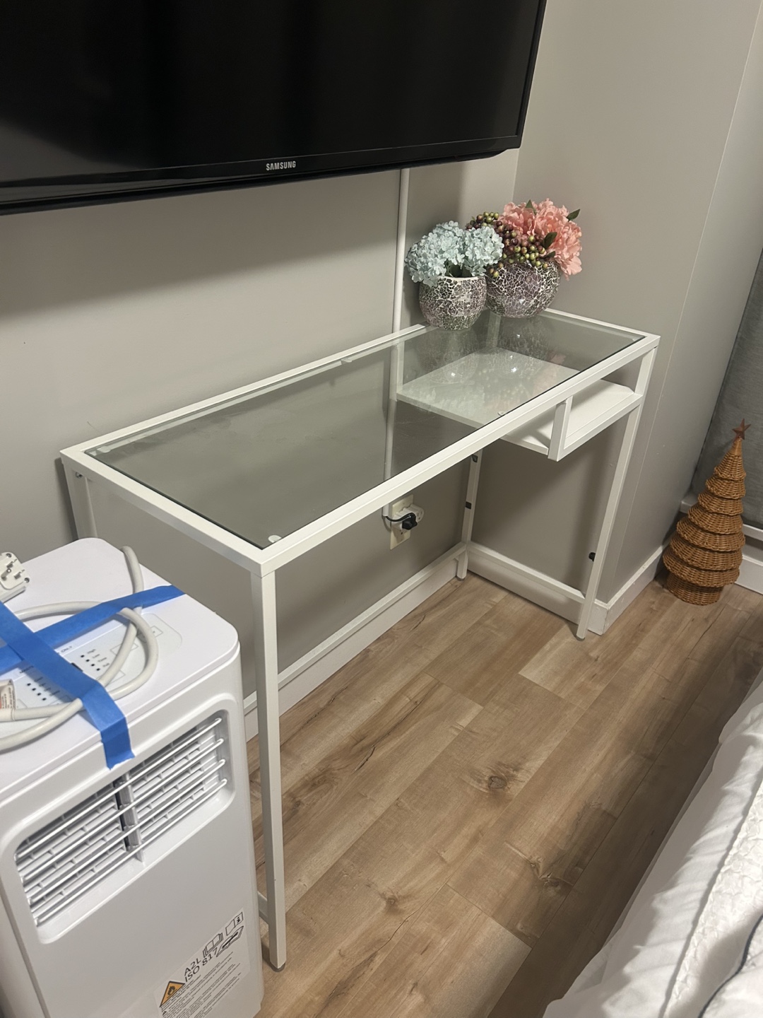 White Glass Top Desk