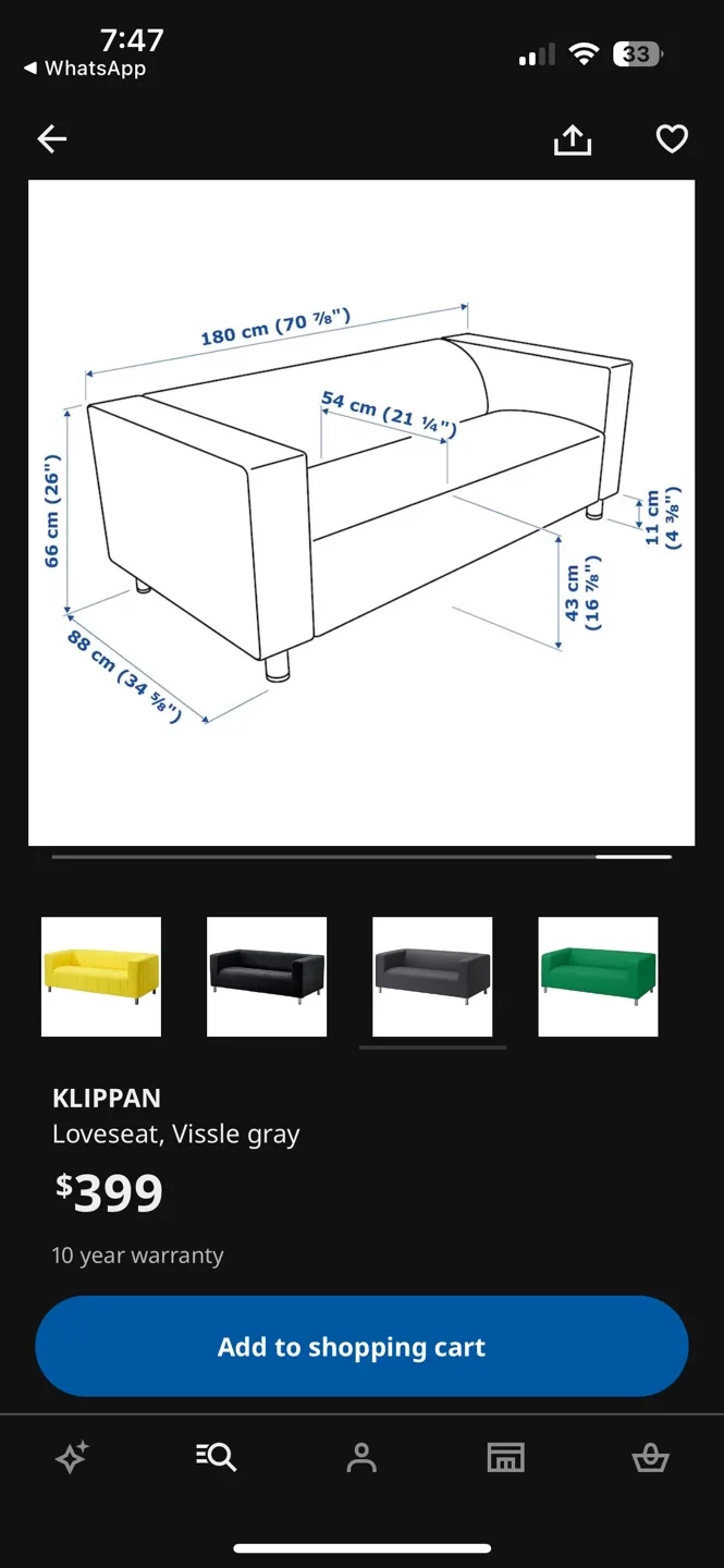 IKEA KLIPPAN LOVESEAT - Vissle Gray image indicator(5)