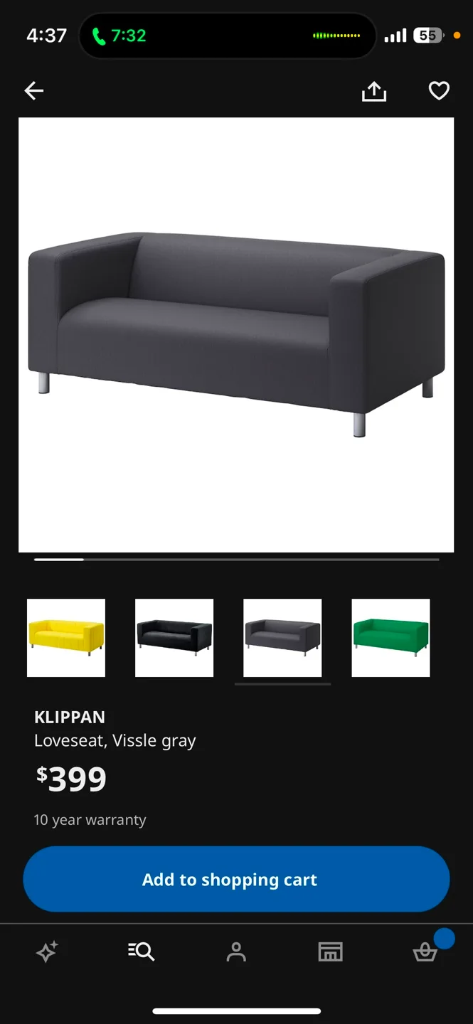 IKEA KLIPPAN LOVESEAT - Vissle Gray image indicator(4)