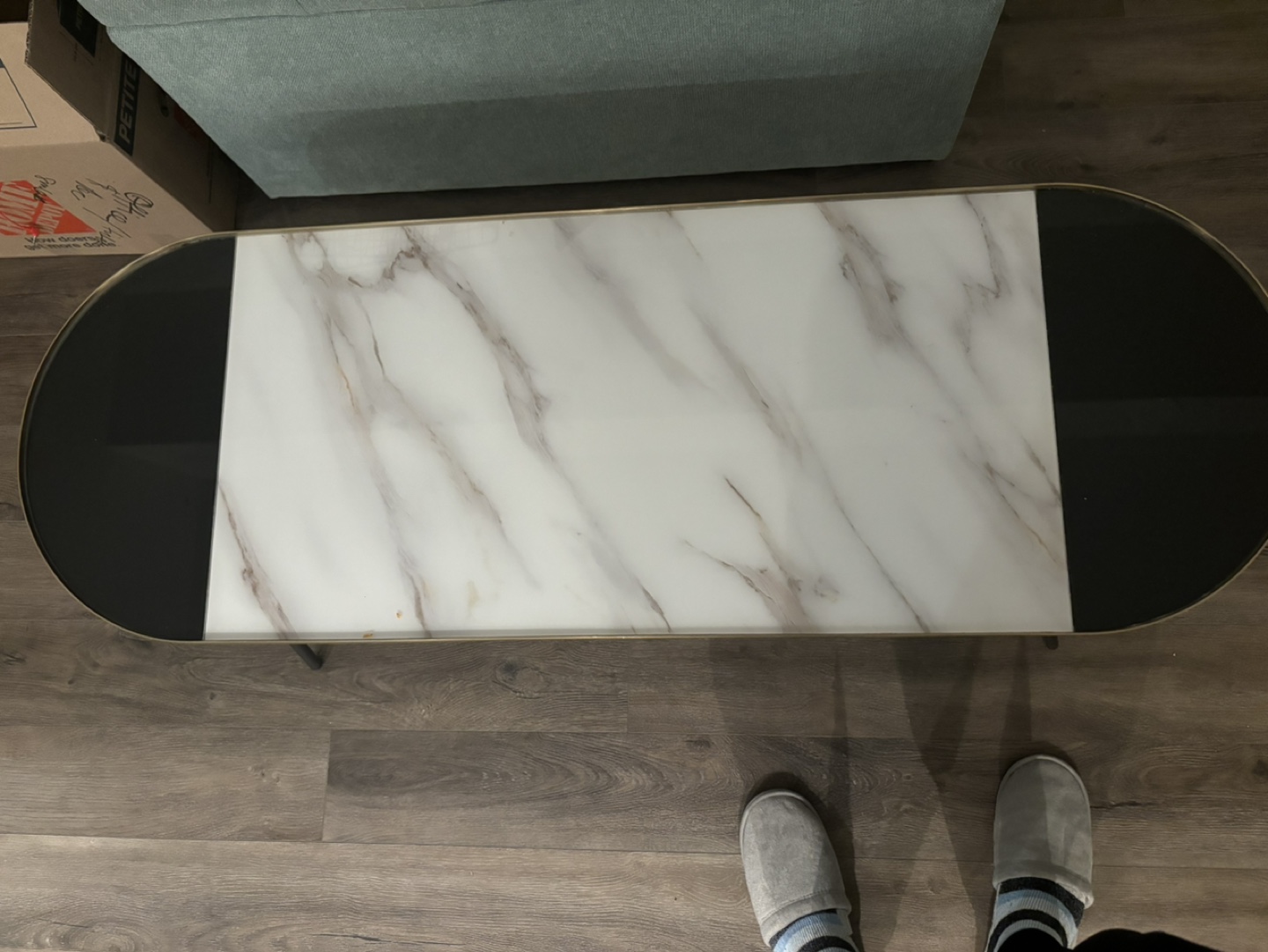 Modern Oval Coffee Table with Marble Top - photo 3
