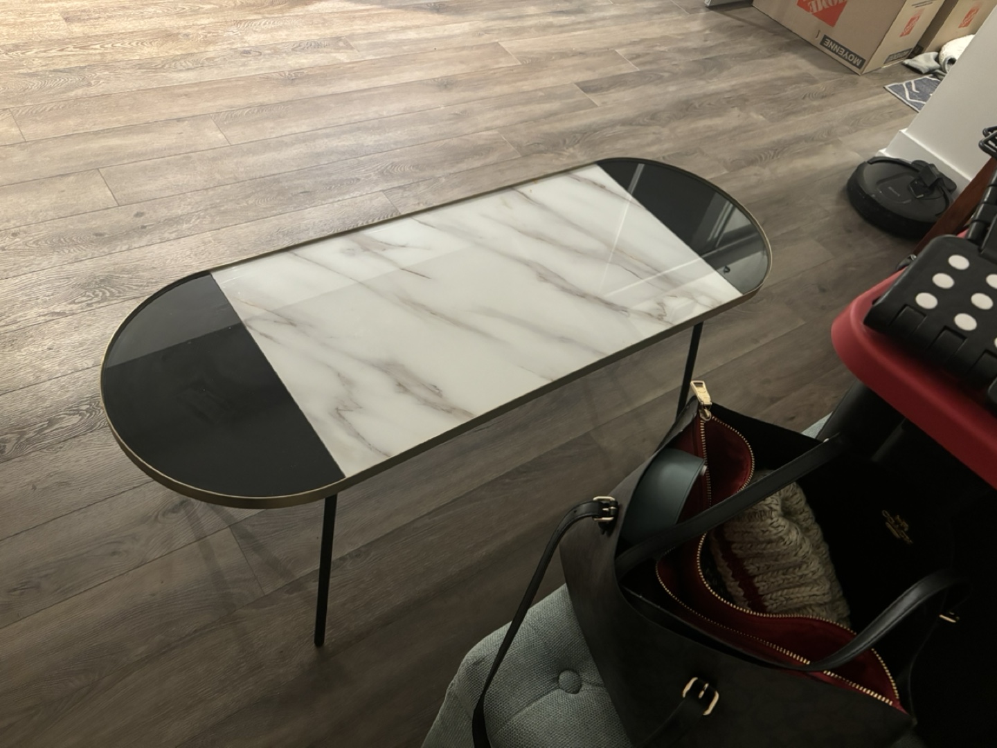 Modern Oval Coffee Table with Marble Top - photo 2