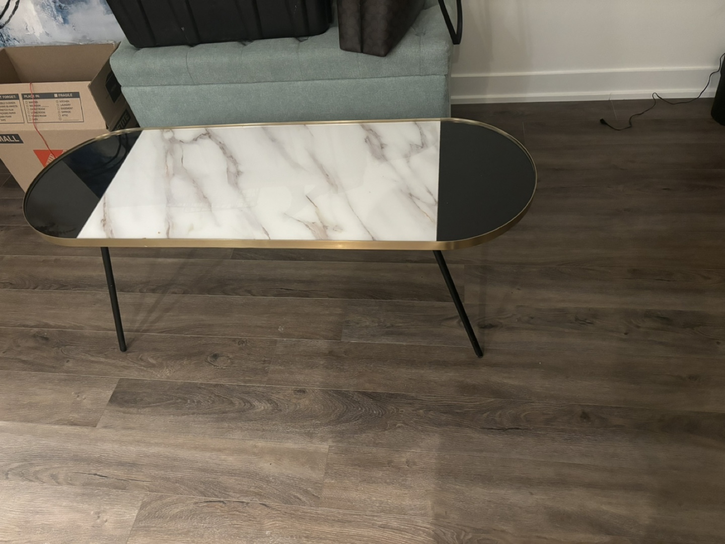Modern Oval Coffee Table with Marble Top