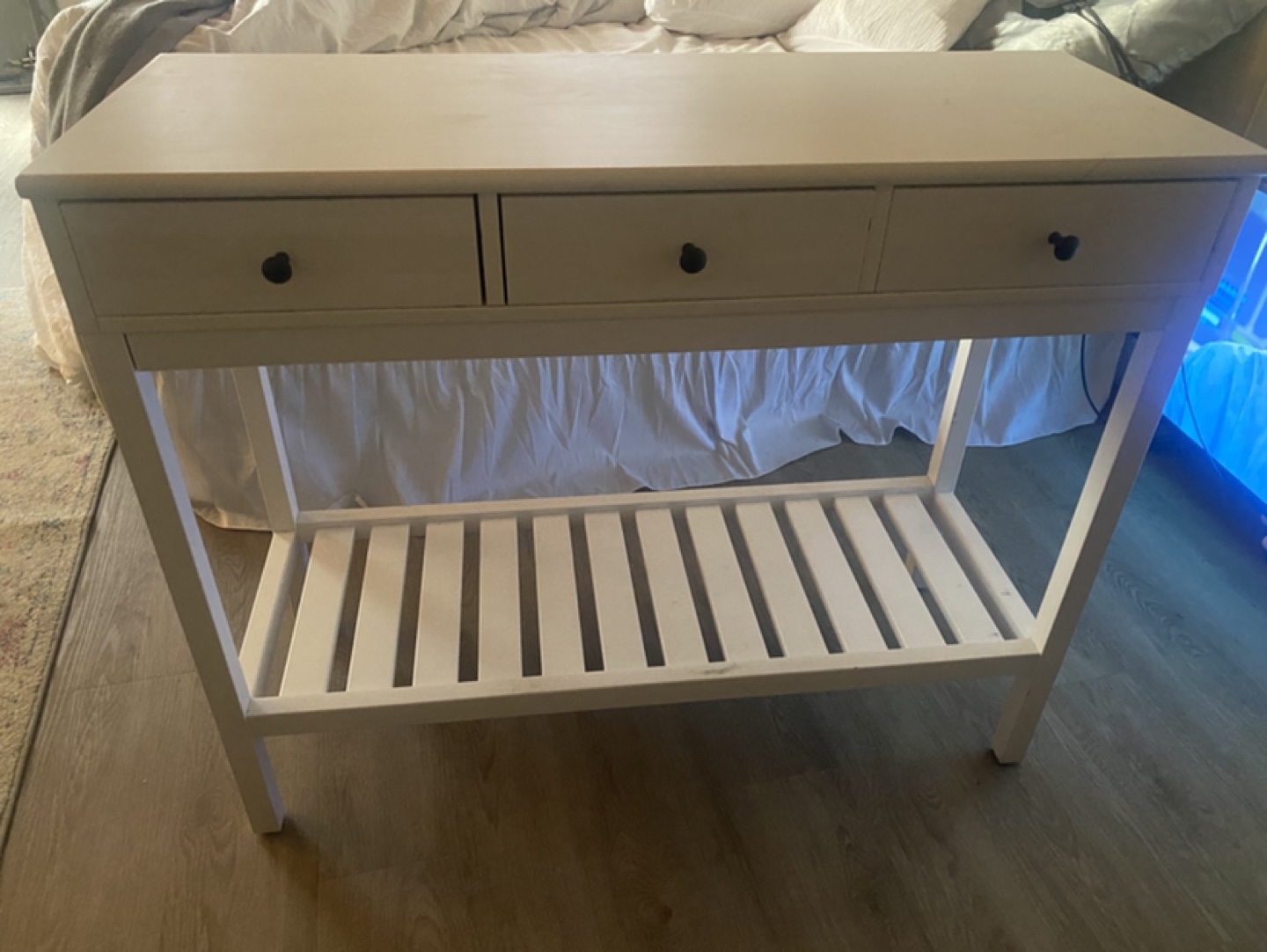 White Console Table with Three Drawers