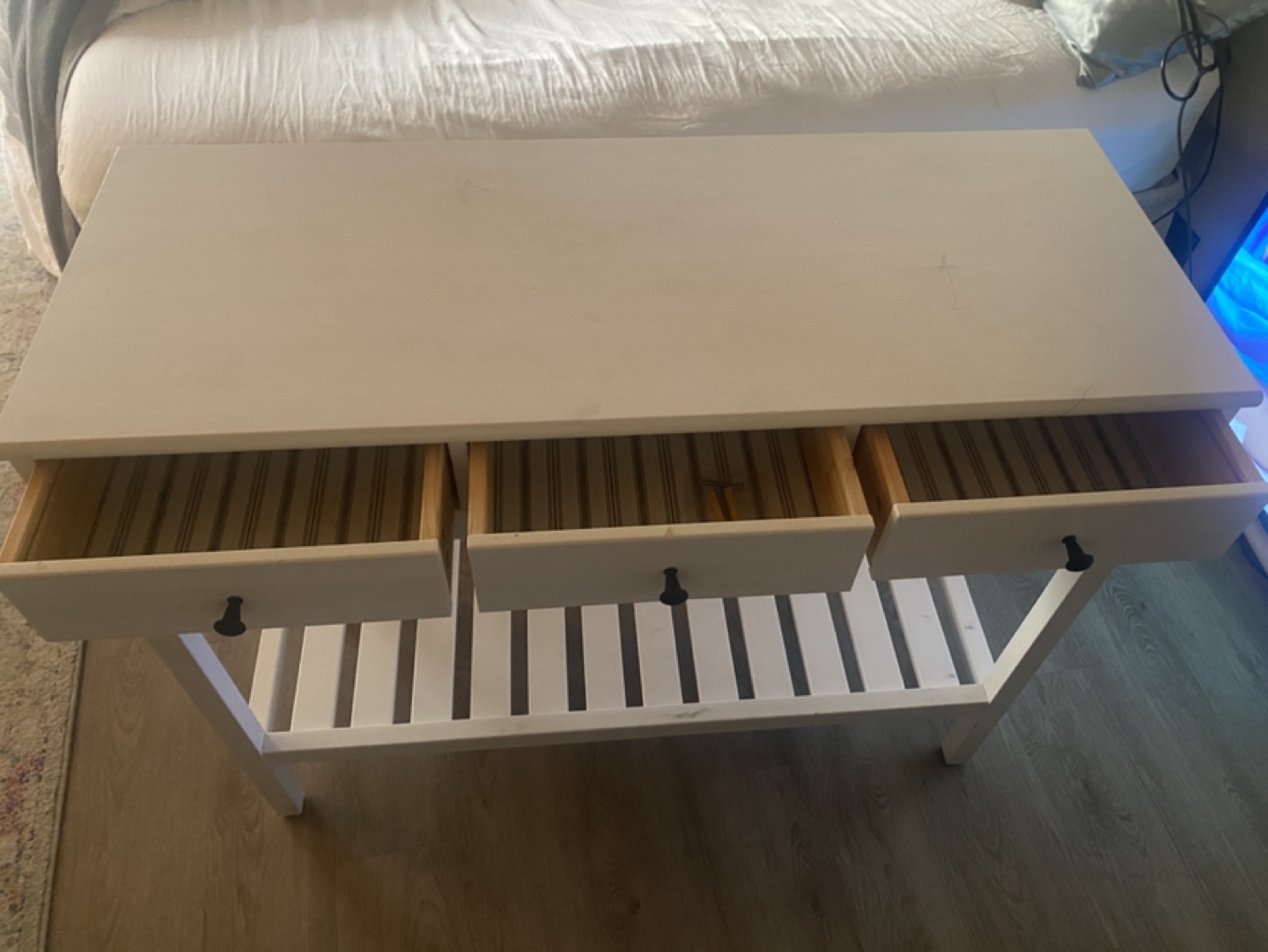 White Console Table with Three Drawers - photo 2