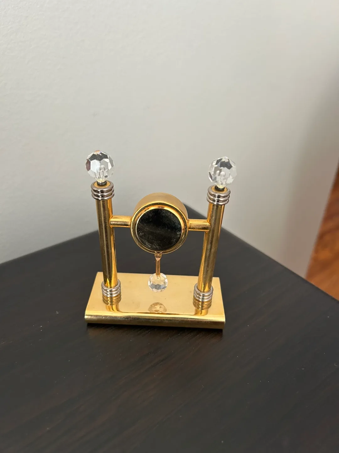 Elegant brass Desk Clock with Crystal Accents image indicator(2)