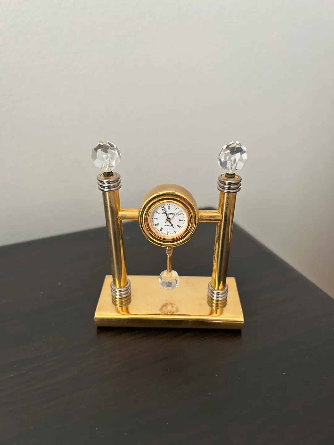 Elegant brass Desk Clock with Crystal Accents image indicator(4)