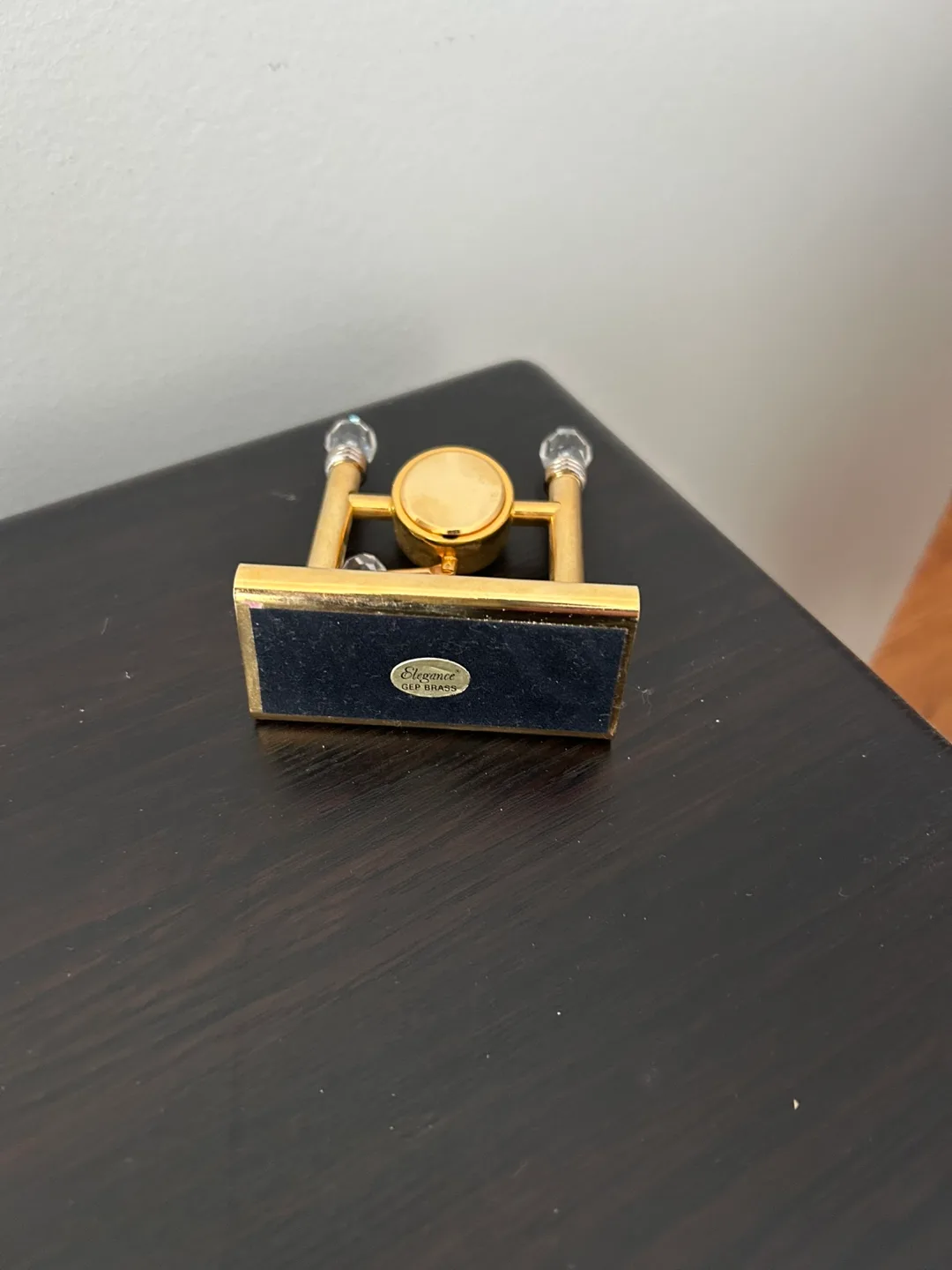 Elegant brass Desk Clock with Crystal Accents image indicator(3)