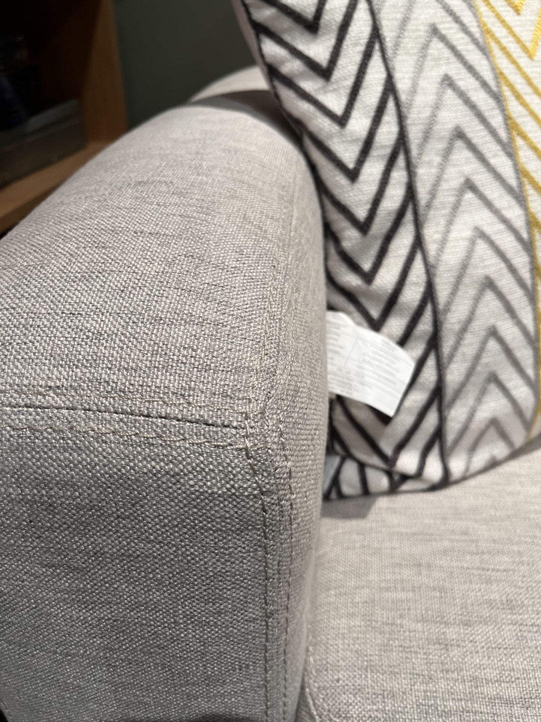 Grey Fabric Sofa with Throw Pillows - photo 2